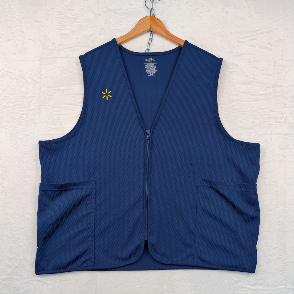 Walmart Happy To Help Associate Vest Unisex 3XL Blue Zip Front Uniform Modern